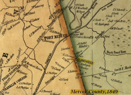 Mercer Countty Wall Map; 1849