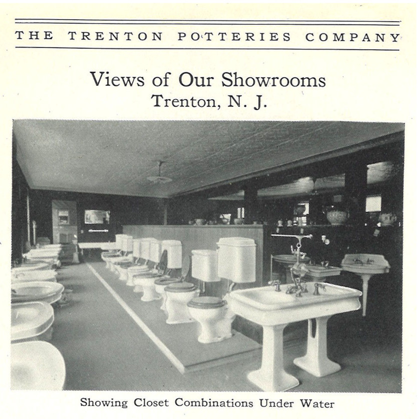 Trenton Potteries Company showrooms.  Trenton Potteries Company, Catalogue, Sanitary Pottery:  Bathrooms, Toilet, Kitchen and Laundry Fixures.  Trenton, New Jersey.  1913.