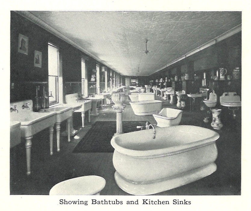 Trenton Potteries Company showrooms.  Trenton Potteries Company, Catalogue, Sanitary Pottery:  Bathrooms, Toilet, Kitchen and Laundry Fixures.  Trenton, New Jersey.  1913.